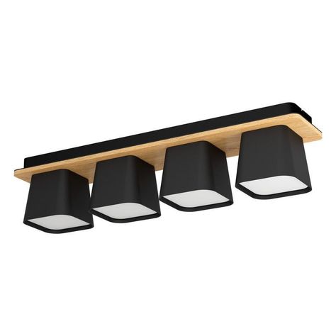 APLIQUE TECHO RUSCIO ACERO MADERA NEGRO E27 4X40W COD.390008-0