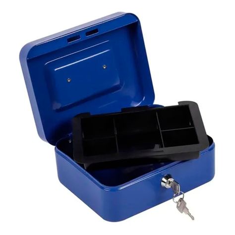 Caja Fuerte Metálica Para Dinero Seguridad 300mm Azul-0