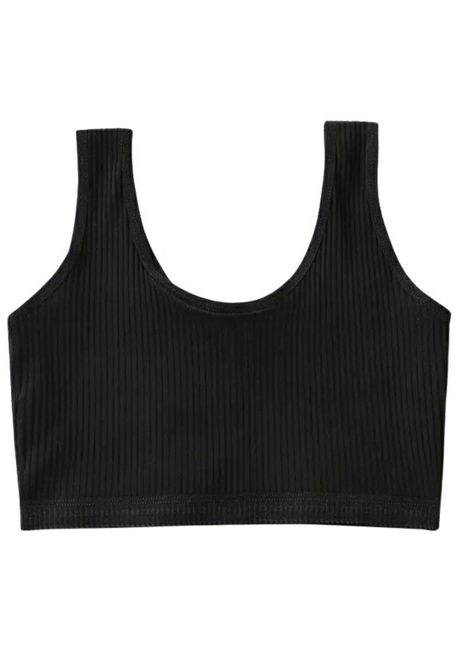 Top Basico Algodon MLK Casual Negro Mujer-1