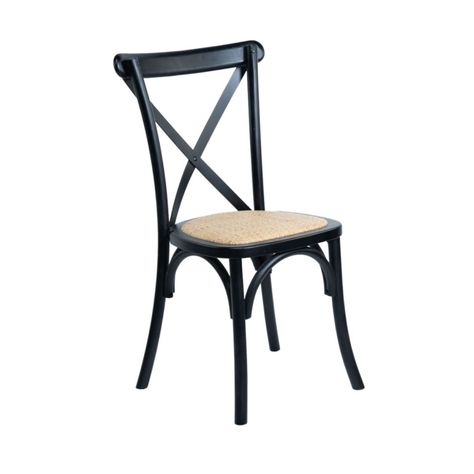 Silla Cruceta Crossback Madera De Haya Y Rattan Negra 50x50x91cm-1