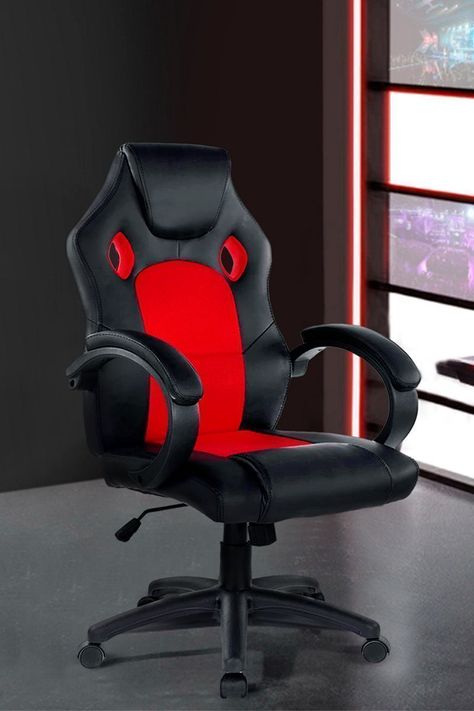 Silla Gamer Reclinable Altura Ajustable Rojo-1