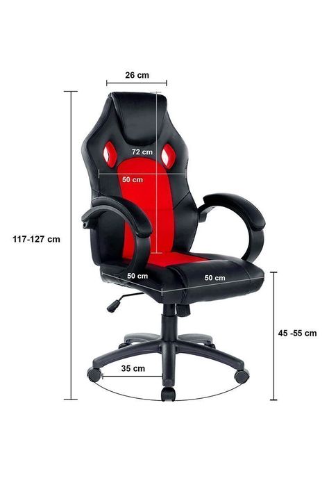 Silla Gamer Reclinable Altura Ajustable Rojo-2