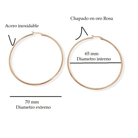 Maxi argollas hoop 65mm hipoalergénicas chapadas en oro rosa 18k-7