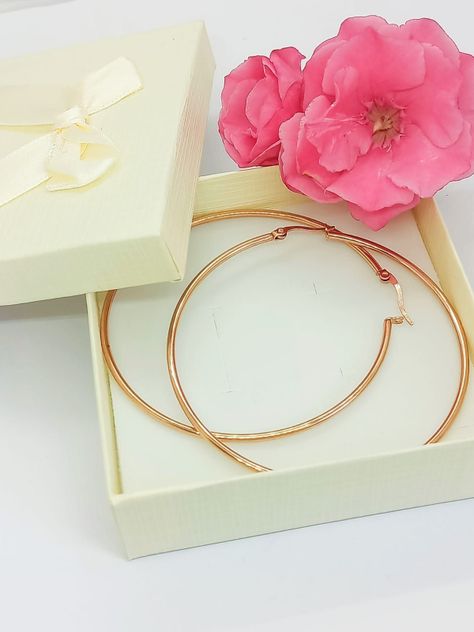 Maxi argollas hoop 65mm hipoalergénicas chapadas en oro rosa 18k-1