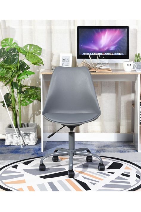 Silla de Escritorio PP Estilo Nórdico Giratoria con Cojín Gris-5