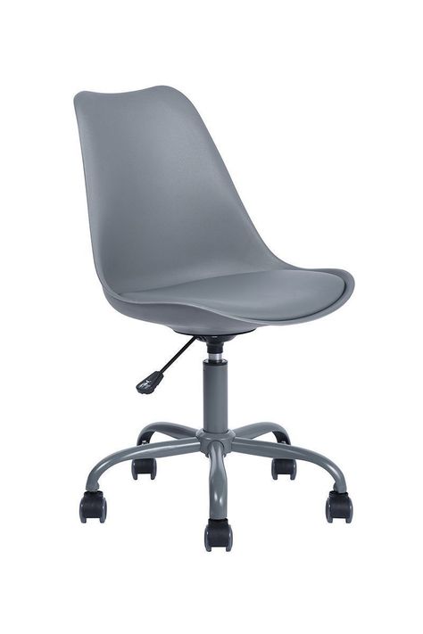 Silla de Escritorio PP Estilo Nórdico Giratoria con Cojín Gris-0