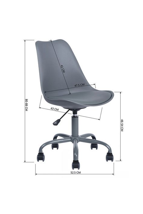 Silla de Escritorio PP Estilo Nórdico Giratoria con Cojín Gris-1
