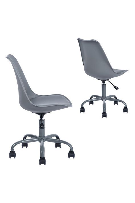 Silla de Escritorio PP Estilo Nórdico Giratoria con Cojín Gris-3