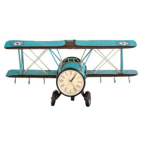 Adorno metal  Avion reloj + Colg 42*20*13.5 Unico 20x42x14 cm-0
