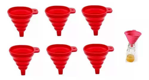 Pack X6 Embudo Plastico Embudo De Silicona Plegable Embudo X6-ROJ-198273-1