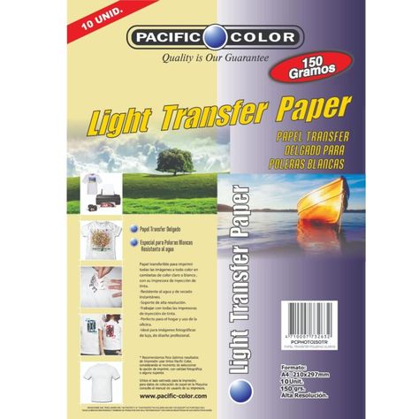Papel Transfer Para Poleras Claras Formato A4 150gr 10 Unidades-0