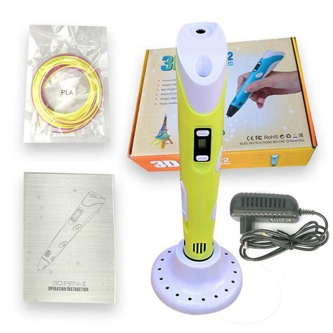 Boligrafo de impresión 3D ABS 3D PEN-2 RP100B LCD 1,75 mm - Amarillo + Set filamentos 100m-5