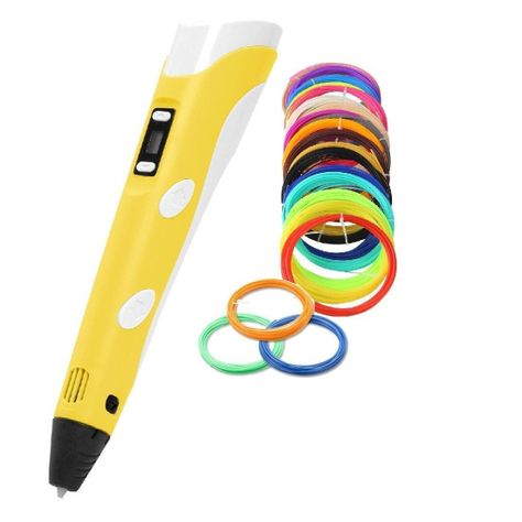 Boligrafo de impresión 3D ABS 3D PEN-2 RP100B LCD 1,75 mm - Amarillo + Set filamentos 100m-0