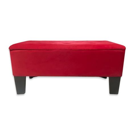 Banqueta Baul HVM Roja Felpa Pmadera-2