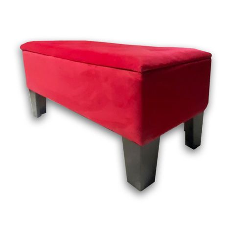 Banqueta Baul HVM Roja Felpa Pmadera-3