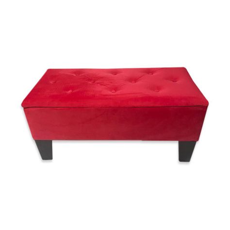 Banqueta Baul HVM Roja Felpa Pmadera-1