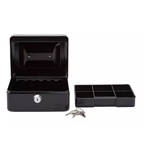 Caja Fuerte Metálica Con Llave Negro-2