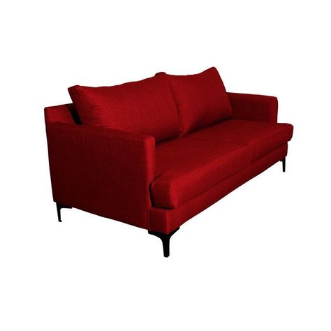 Sofá Aldara Chenille Tipo Lino Rojo 2C-1