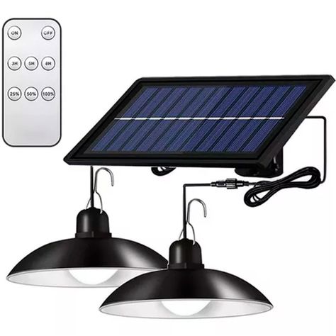 Lampara Solar Doble Colgante 240w Plafon + Control-0