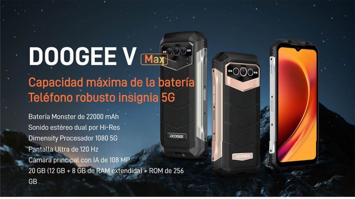 Doogee V Max - 5G Resistente GPS, 22.000mAh, RAM 12GB, 108MP-1