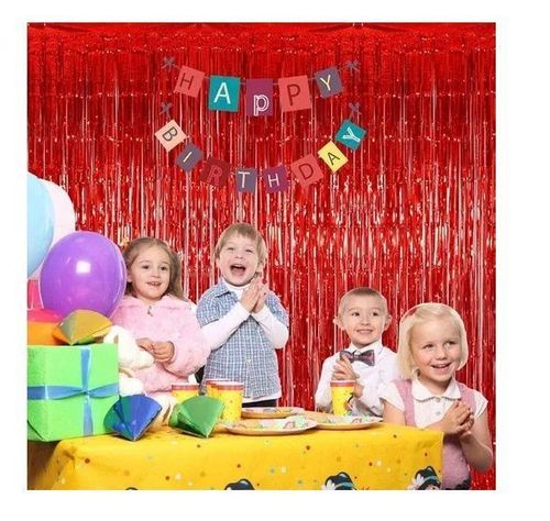 Cortina Cumpleaños Fiesta Decoración Rojo 3x1-5