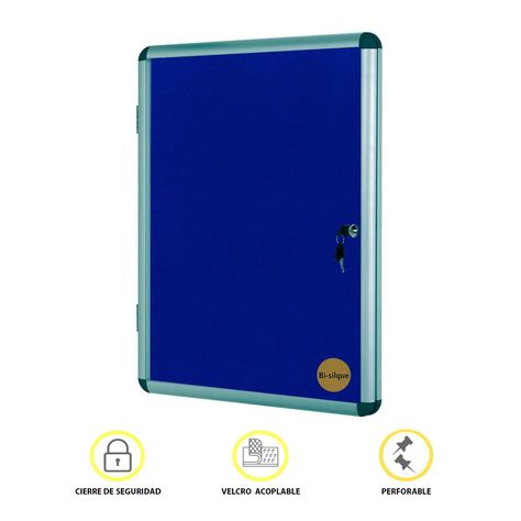 Vitrina Diario Mural Fieltro Azul 12 A4 94x98,1 cm-1