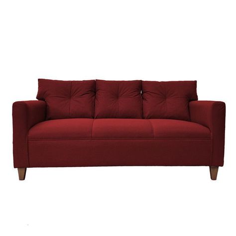 Juego Living Mateo Chenille Rojo Pata Madera 3C.1C.1C-1