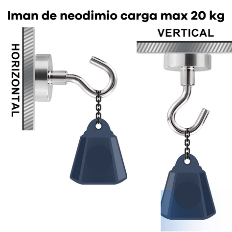 Iman forma de gancho garfio carga 20 kg magnetico-3
