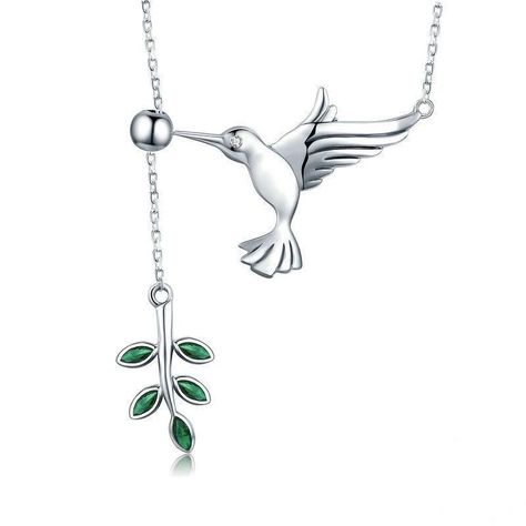Collar de Plata, Precioso Colibrí Colgante. -0