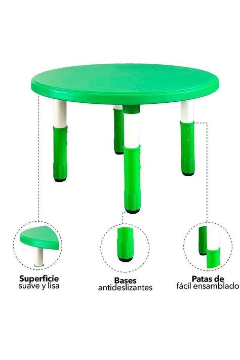 Mesa Redonda Infantil Verde-3