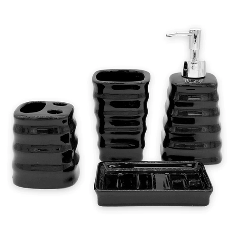 Set de Accesorios para Baño 4 piezas Negro - Aqualux™-0