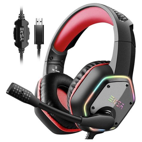 AUDIFONO - EKSA HEADPHONES E1000 RED WIRED-0