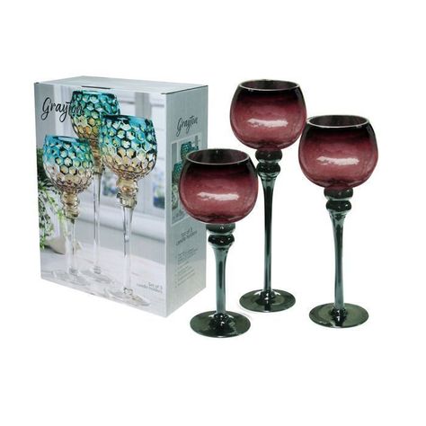 JUEGO 3 COPAS CANDELABRO ROJO VINO CRAQUELADO-0