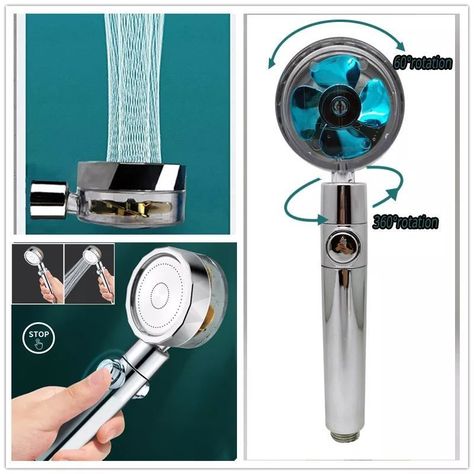 Cabezal De Ducha Turbo Alta Presión Ducha Hélice Ahorro De Agua-4