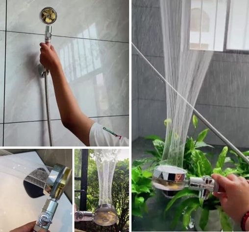 Cabezal De Ducha Turbo Alta Presión Ducha Hélice Ahorro De Agua-2