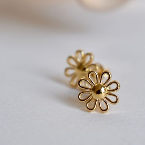 Aros Aritos Margarita Plata 925 Baño De Oro - MABELITA-2