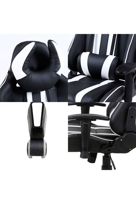 Silla Gamer Racing Reclinable Blanco-5