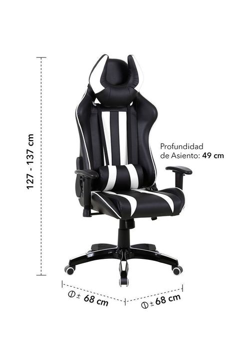 Silla Gamer Racing Reclinable Blanco-2
