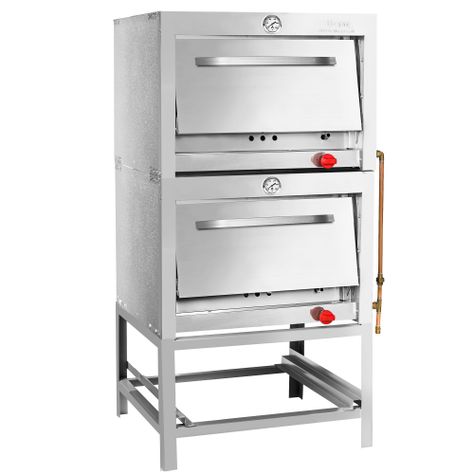 Horno Ticgas 2 Cámara Inox. Industrial. 58x65 gas Natural-1