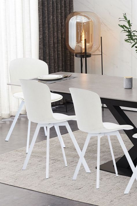 Silla de Comedor PP y Tela Blanco-5