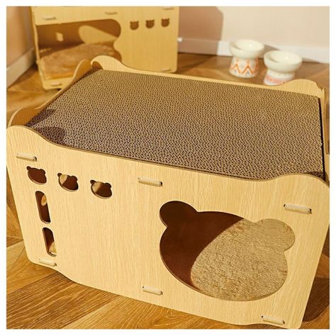Casa De Madera Armable Para Gatos Incluye Rascador-7