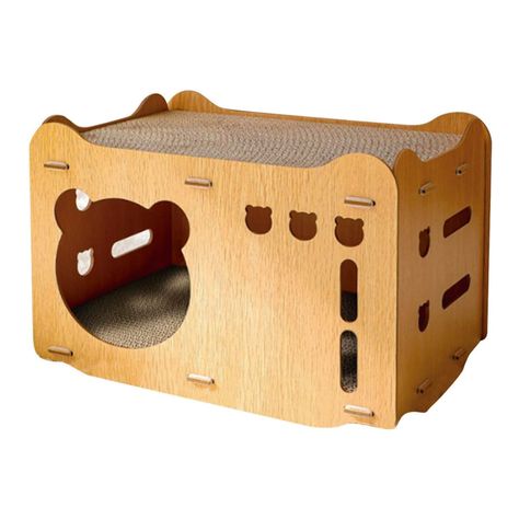Casa De Madera Armable Para Gatos Incluye Rascador-1