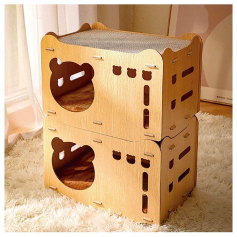 Casa De Madera Armable Para Gatos Incluye Rascador-6