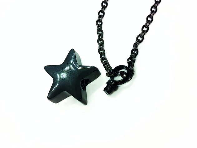 Cadena Colgante Urna Cremacion Estrella Acero Cenizas Amor -2