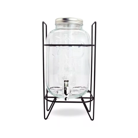 Dispensador Vidrio Jugo Agua Stand Metalico 5 Litros-0