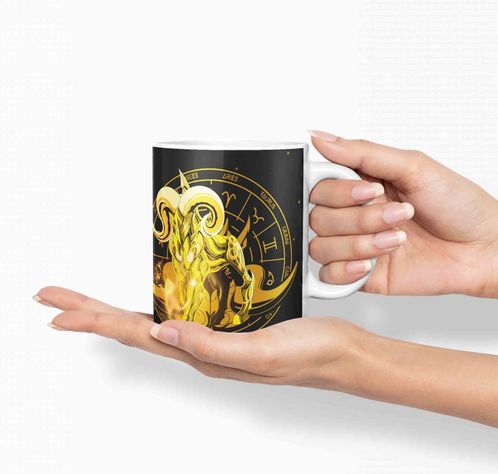 Taza Caballero del Zodiaco - Aries Negro D5-1