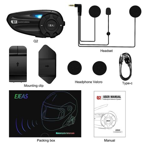 Intercomunicador Bluetooth motociclismo Radio FM Ejeas Q2-6