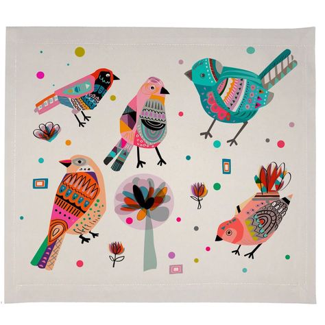 Set  de Individuales impermeables, Pájaros Colores-0
