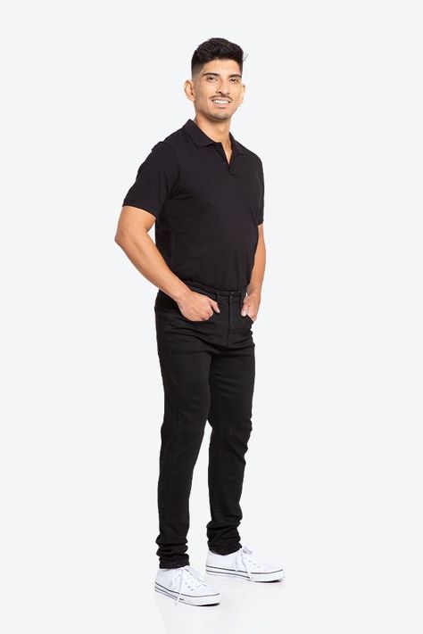 Jeans Hombre Slim Negro Oscuro Liso-2