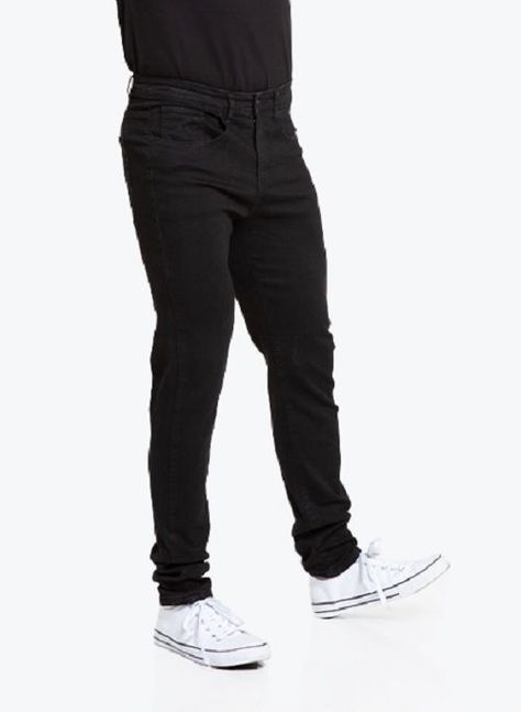 Jeans Hombre Slim Negro Oscuro Liso-0